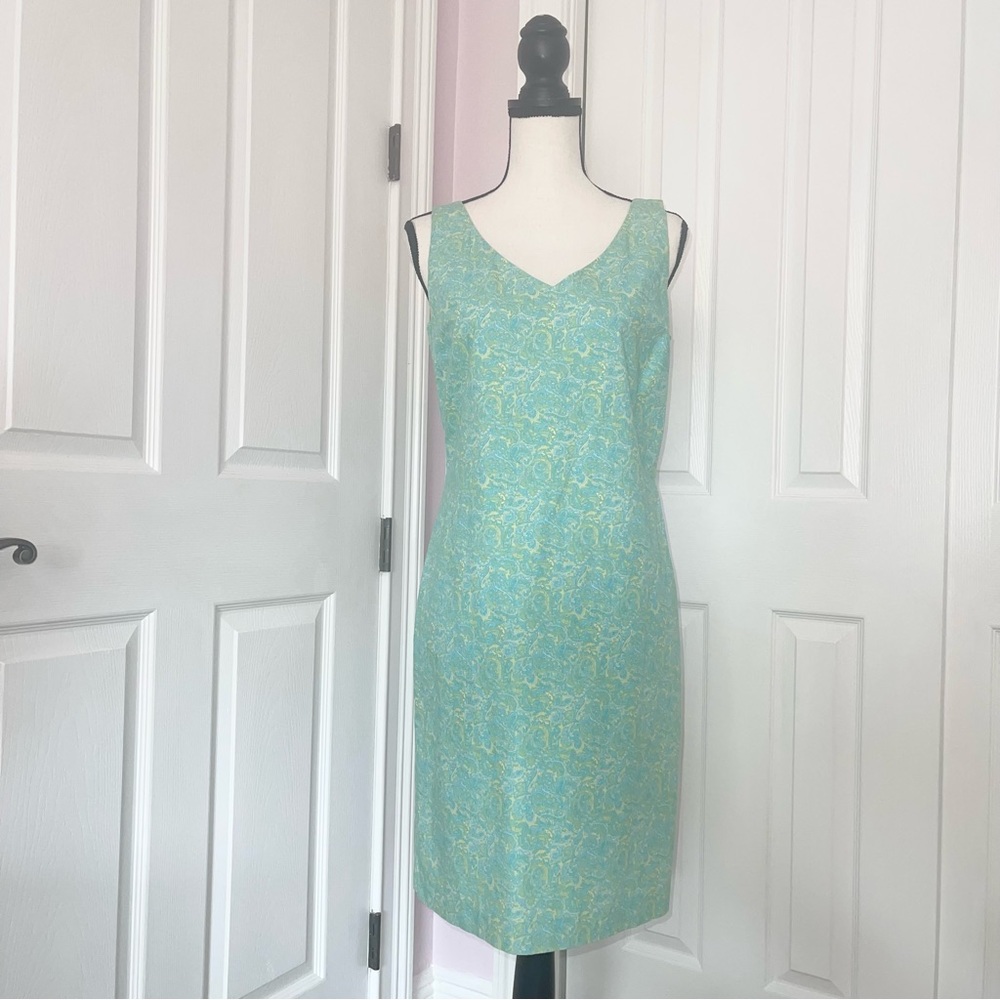 Tommy Hilfiger aqua blue and yellow paosley design sleeveless summer dress sz 8